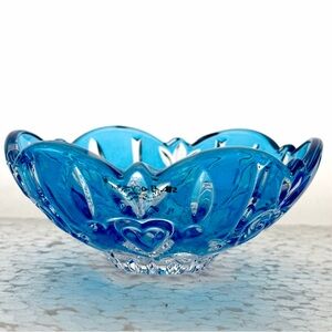 Studio Crystal By Studio Silversmiths  Art Glass Bowl – Hearts & Floral New!!